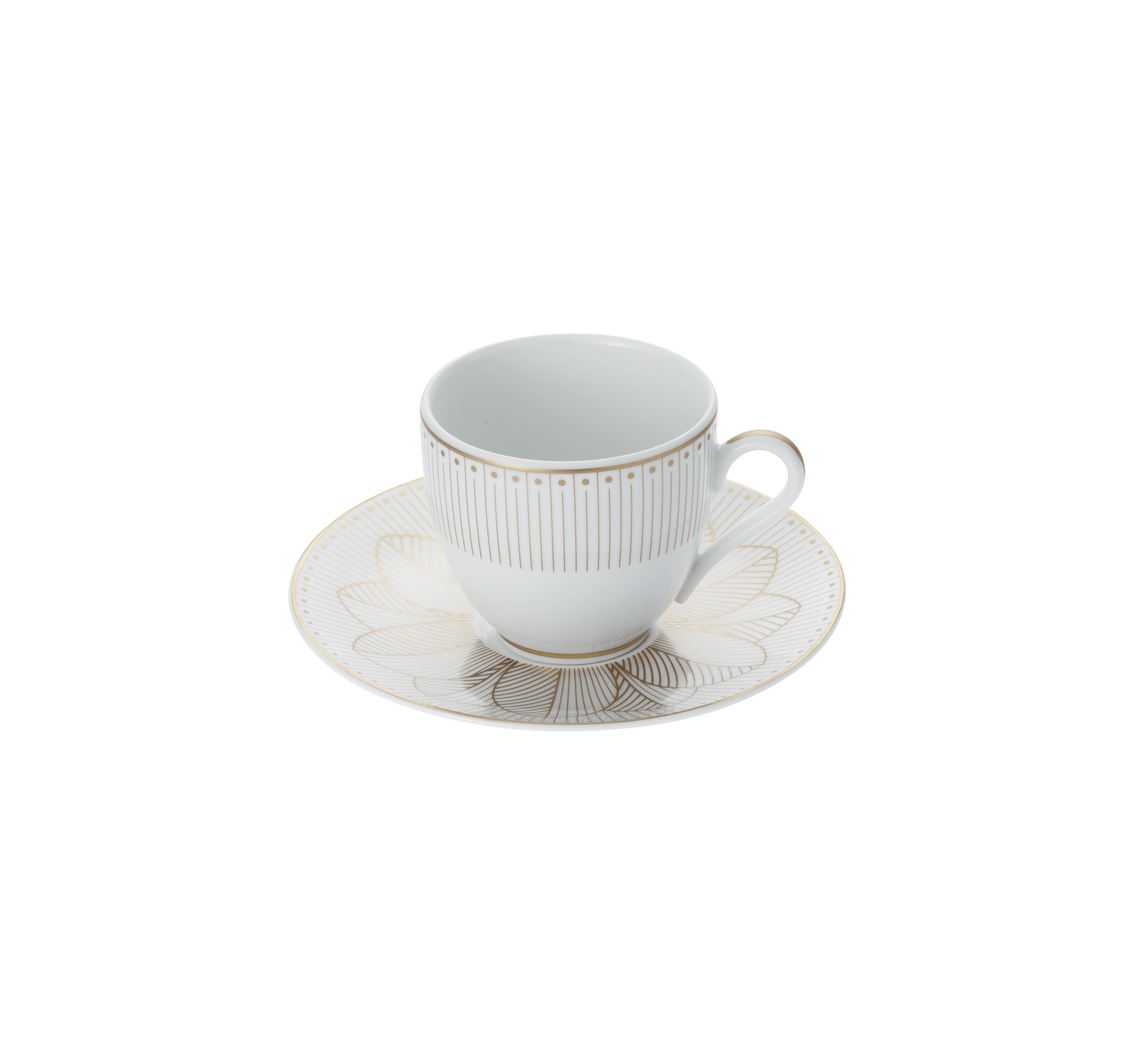 2 Porcelain Coffee Cup and Saucers Gold Finish Malmaison Impériale